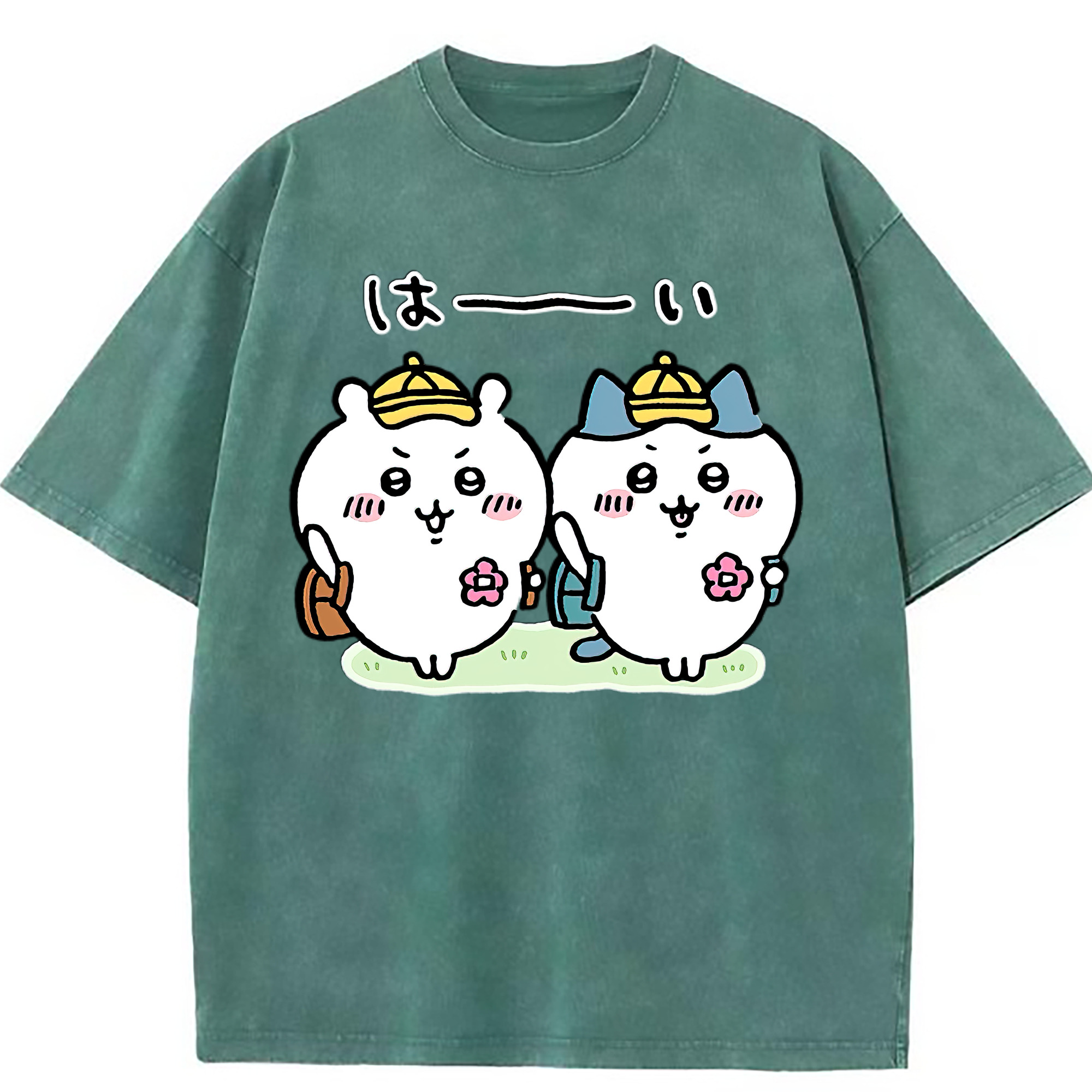 （画像用） ちいかわ ハチワレ Chii-kawa hachiware 綿100% ヴィンテージ風 半袖Tシャツ（フロントプリント）